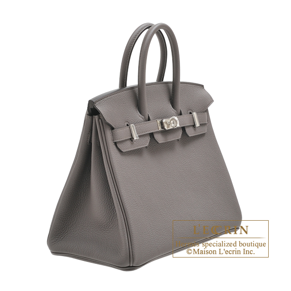 Hermes　Birkin bag 25　Etain　Togo leather　Silver hardware