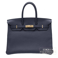 Hermes　Birkin bag 35　Blue indigo　Clemence leather　Gold hardware