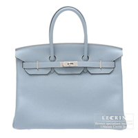 Hermes　Birkin bag 35　Blue lin　Togo leather　Silver hardware