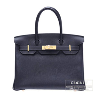 Hermes　Birkin bag 30　Blue indigo　Togo leather　Gold hardware