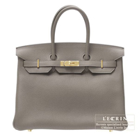 Hermes　Birkin bag 35　Etain　Togo leather　Gold hardware