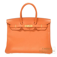 Hermes　Birkin bag 35　Orange　Clemence leather　Gold hardware