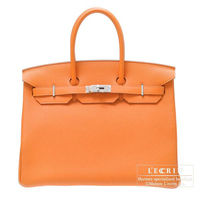 Hermes　Birkin bag 35　Orange　Clemence leather　Silver hardware