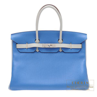 Hermes　Personal Birkin bag 35　Mykonos/Pearl grey　Clemence leather　Silver  hardware