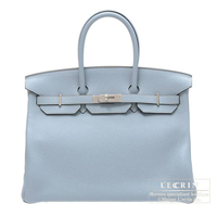 Hermes　Birkin bag 35　Blue lin　Clemence leather　Silver hardware