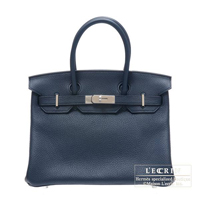 Hermes　Birkin bag 30　Blue obscurs　Clemence leather　Silver hardware