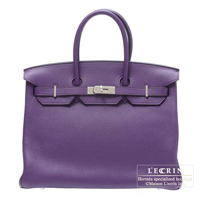 Hermes　Birkin bag 35　Ultraviolet　Clemence leather　Silver hardware