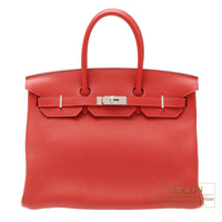 Hermes　Birkin bag 35　Rouge casaque　Clemence leather　Silver hardware