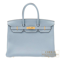 Hermes　Birkin bag 35　Blue lin　Togo leather　Gold hardware