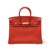 Hermes　Birkin bag 25　Vermillon　Togo leather　Gold hardware