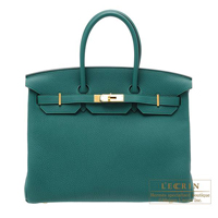 Hermes　Birkin bag 35　Malachite　Togo leather　Gold hardware