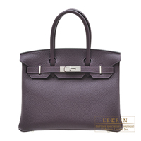 Hermes　Birkin bag 30　Raisin　Clemence leather　Silver hardware