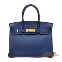 Hermes　Birkin bag 30　Blue saphir　Clemence leather　Gold hardware