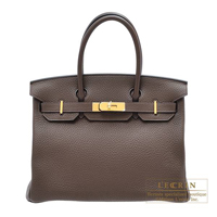Hermes　Birkin bag 30　Cacao　Clemence leather　Gold hardware
