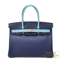 Hermes　Personal Birkin bag 30　Blue saphir/Blue atoll　Epsom leather　Silver hardware