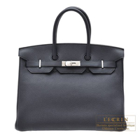 Hermes　Birkin bag 35　Blue indigo　Clemence leather　Silver hardware