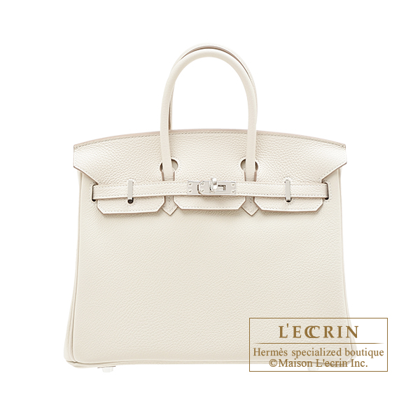 Hermes　Birkin bag 25　Craie　Togo leather　Silver hardware