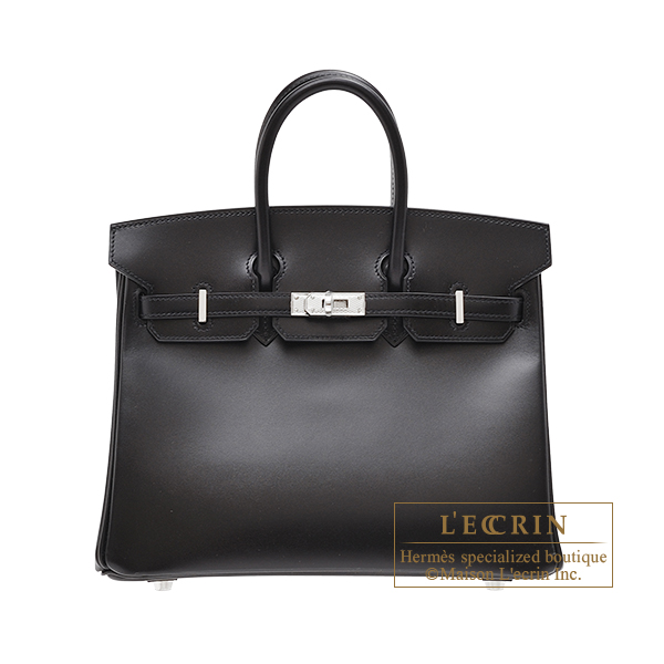 Hermes　Birkin bag 25　Black　Box calf leather　Guilloche hardware