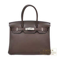 Hermes　Birkin bag 30　Cafe　Clemence leather　Silver hardware