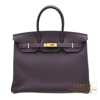 Hermes　Birkin bag 35　Raisin　Togo leather　Gold hardware
