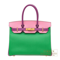 Hermes　Personal Birkin bag 30　Bambou/Pink/　Anemone　Epsom leather　Gold hardware