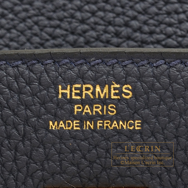Hermes　Birkin bag 25　Blue nuit　Togo leather　Gold hardware