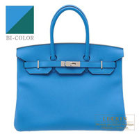 Hermes　Birkin Verso bag 35　Blue zanzibar/　Malachite　Togo leather　Silver hardware