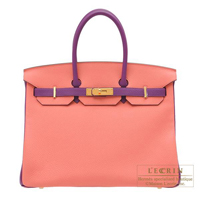 Hermes　Personal Birkin bag 35　Rose candy/　Anemone　Togo leather　Gold hardware