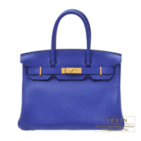 Hermes　Birkin bag 30　Blue electric　Clemence leather　Gold  hardware