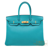 Hermes　Birkin bag 35　Blue paon　Clemence leather　Gold hardware