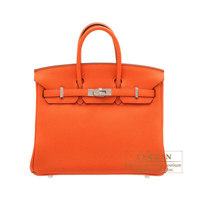 Hermes　Birkin bag 25　Orange poppy　Togo leather　Silver hardware