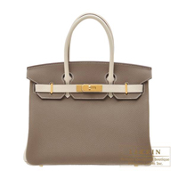 Hermes　Personal Birkin bag 30　Etoupe grey/　Craie　Togo leather　Gold hardware
