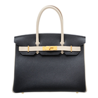 Hermes　Personal Birkin bag 30　Black/Craie　Togo leather　Matt gold hardware