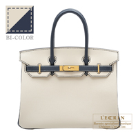Hermes　Personal Birkin bag 30　Craie/　Blue indigo　Epsom leather　Gold hardware