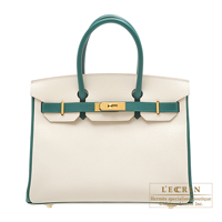 Hermes　Personal Birkin bag 30　Craie/Malachite　Epsom leather　Gold hardware