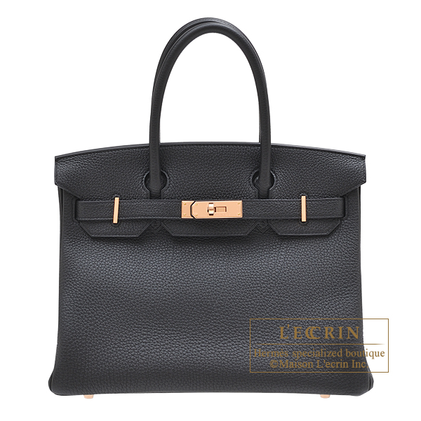 Hermes　Birkin bag 30　Black　Togo leather　Rose gold hardware