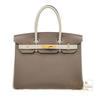 Hermes　Personal Birkin bag 30　Etoupe grey/Craie　Togo leather　Matt gold hardware