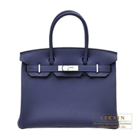 Hermes　Birkin bag 30　Blue encre　Togo leather　Silver hardware