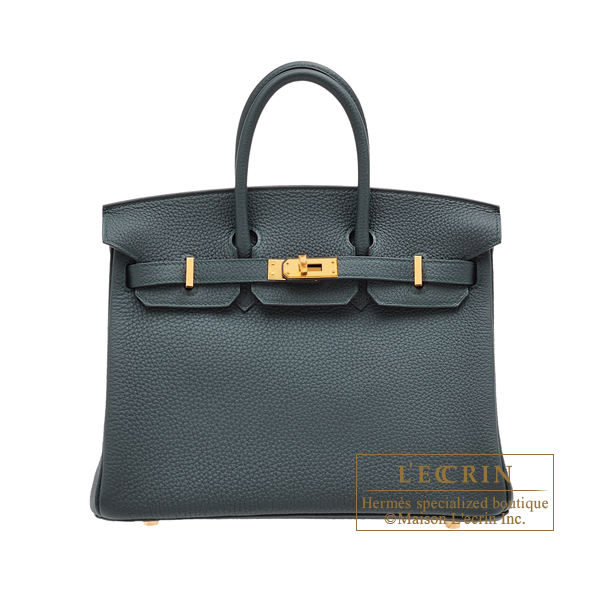 Hermes　Birkin bag 25　Vert cypres　Togo leather　Gold hardware