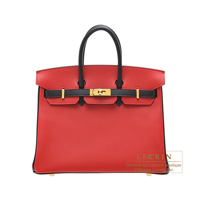 Hermes　Personal Birkin bag 25　Rouge casaque/　Black　Epsom leather　Gold hardware