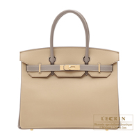 Hermes　Personal Birkin bag 30　Trench/　Gris asphalt　Epsom leather　Champagne gold hardware