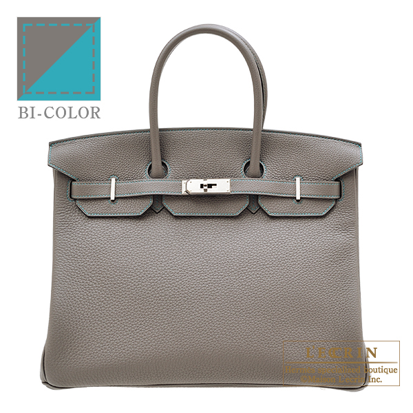 Hermes　Personal Birkin bag 35　Etain/Blue paon　Togo leather　Silver  hardware