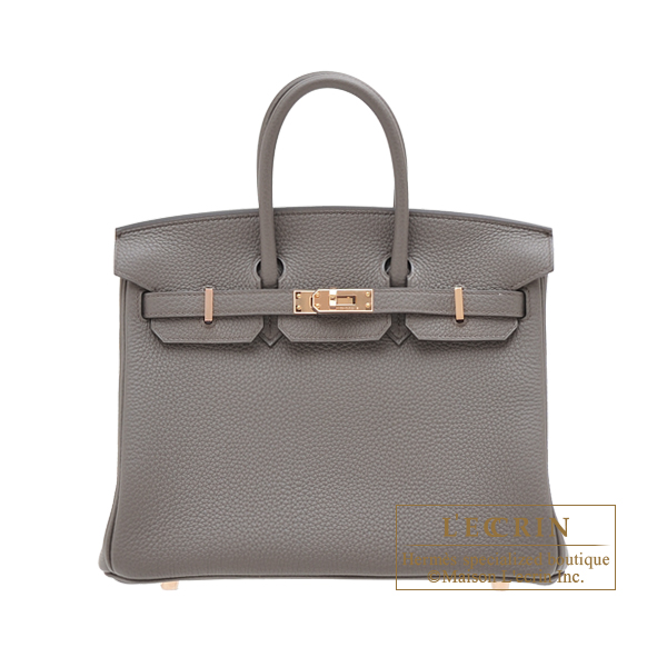 Hermes　Birkin bag 25　Etain　Togo leather　Rose gold hardware