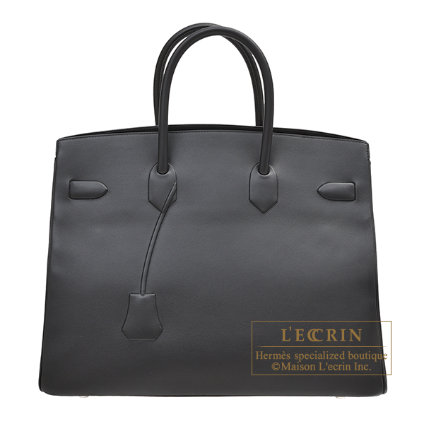 Hermes　Birkin　Shadow bag 35　Black　Swift leather　Silver hardware