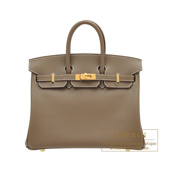Hermes　Birkin bag 25　Etoupe grey　Swift leather　Gold hardware