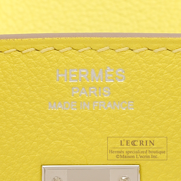 Hermes　Birkin Verso bag 25　Lime/　Blue bleuet　Novillo leather　Silver hardware