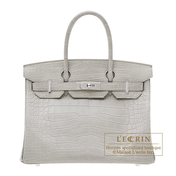Hermes　Birkin bag 30　Pearl grey　Matt alligator　crocodile skin　Silver hardware