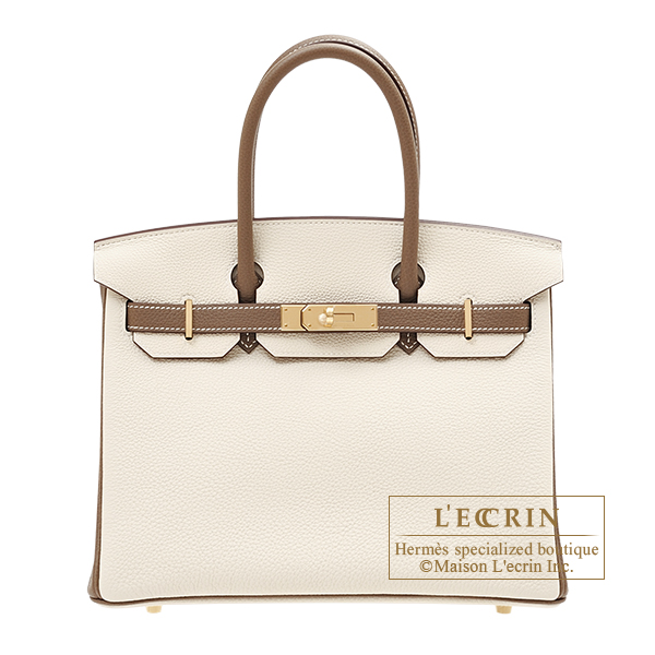 Hermes　Personal Birkin bag 30　Craie/　Etoupe grey　Togo leather　Champagne gold hardware