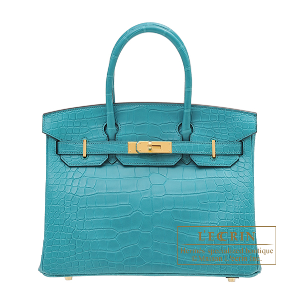 Hermes　Birkin bag 30　Blue paon　Matt alligator　crocodile skin　Gold hardware