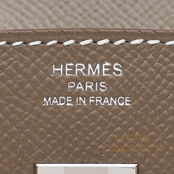 Hermes Birkin Sellier bag 25 Etoupe grey Epsom leather Silver hardware ...